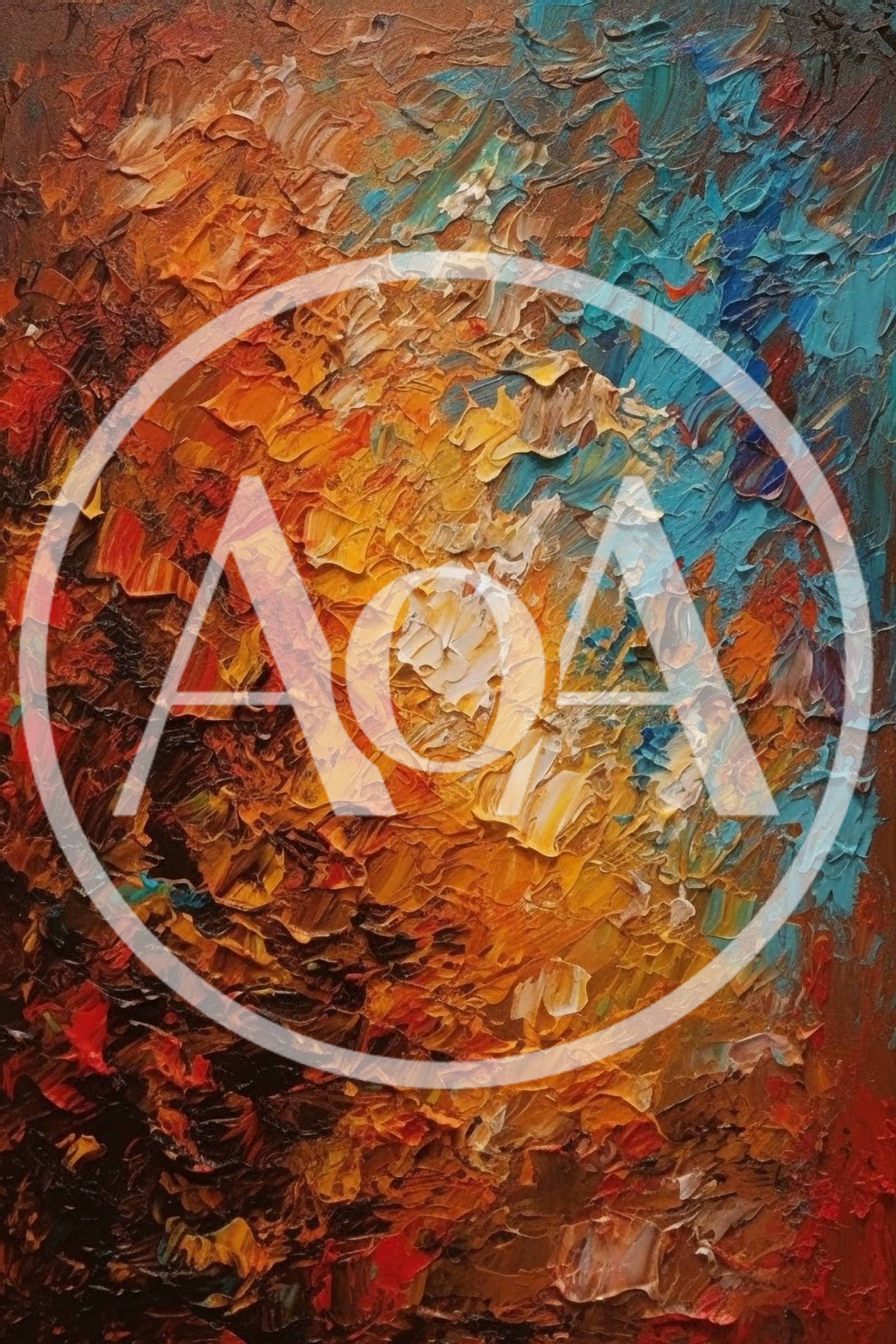 Abstract Oil Painting With Thick Impasto Texture
