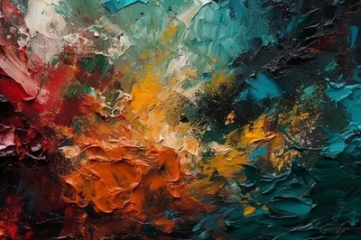 Abstract Oil Painting With Thick Impasto Texture
