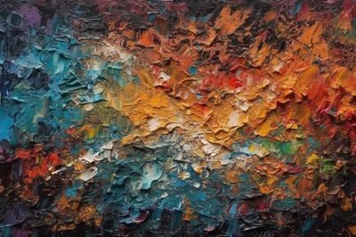 Abstract Oil Painting With Thick Impasto Texture