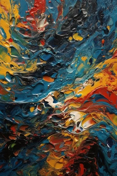 Abstract Oil Painting With Thick Impasto Texture