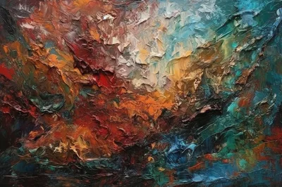 Abstract Oil Painting With Thick Impasto Texture