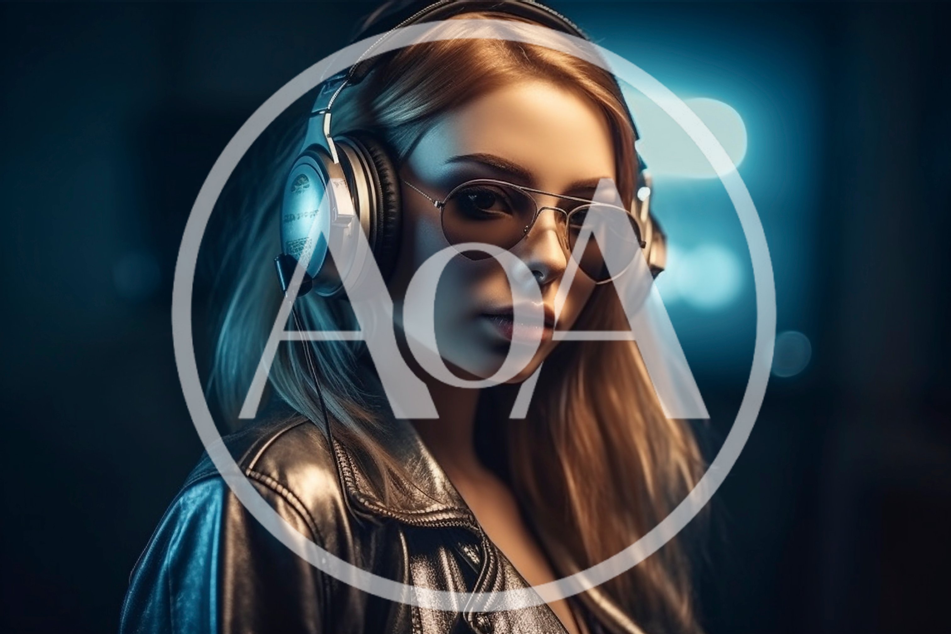 Young Woman Wearing Headphones And Aviator Sunglasses