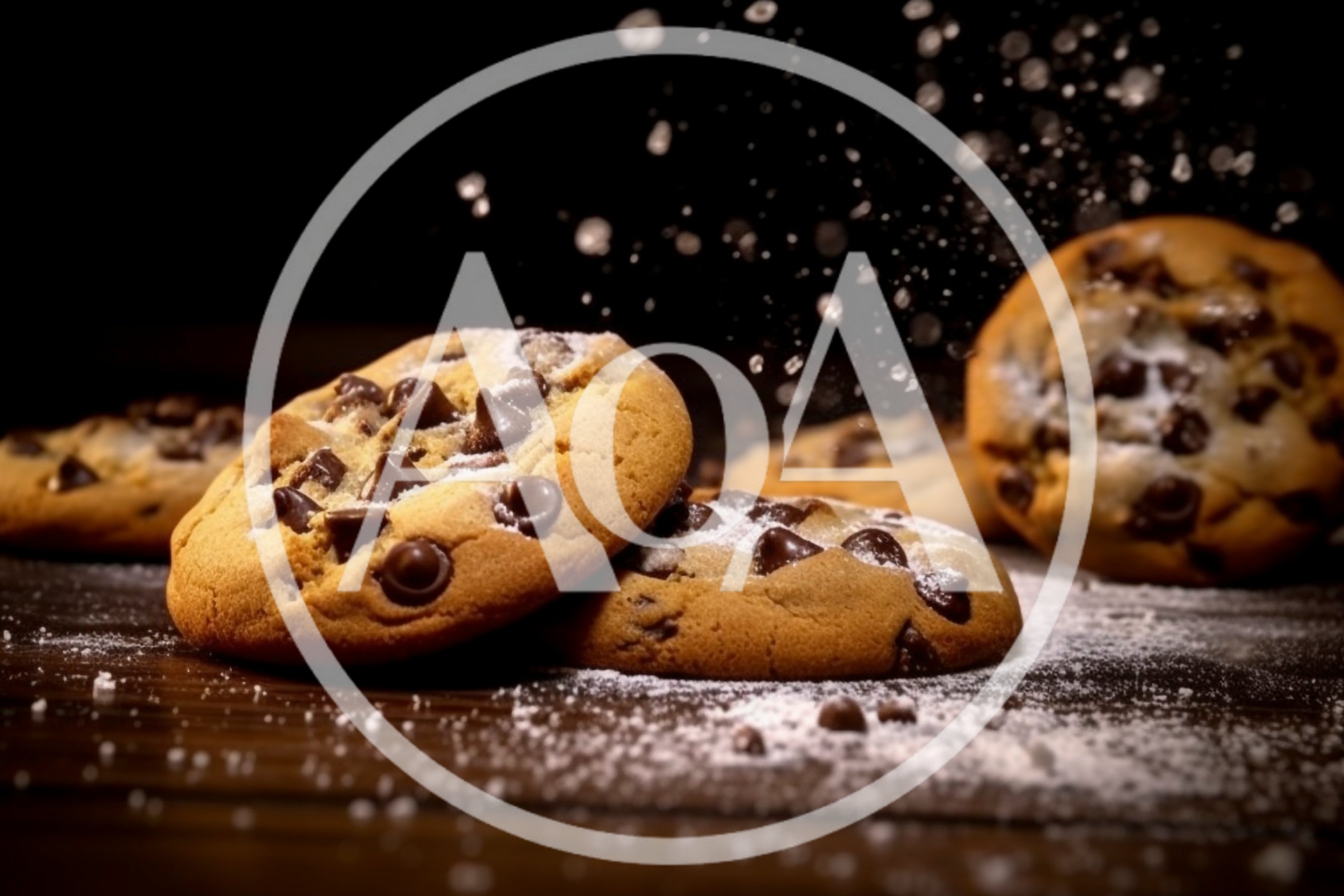 Chocolate Chip Cookies With Falling Powdered Sugar