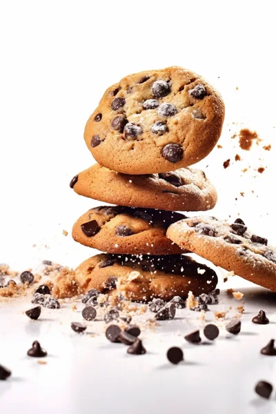 Stack of Chocolate Chip Cookies with Crumbs