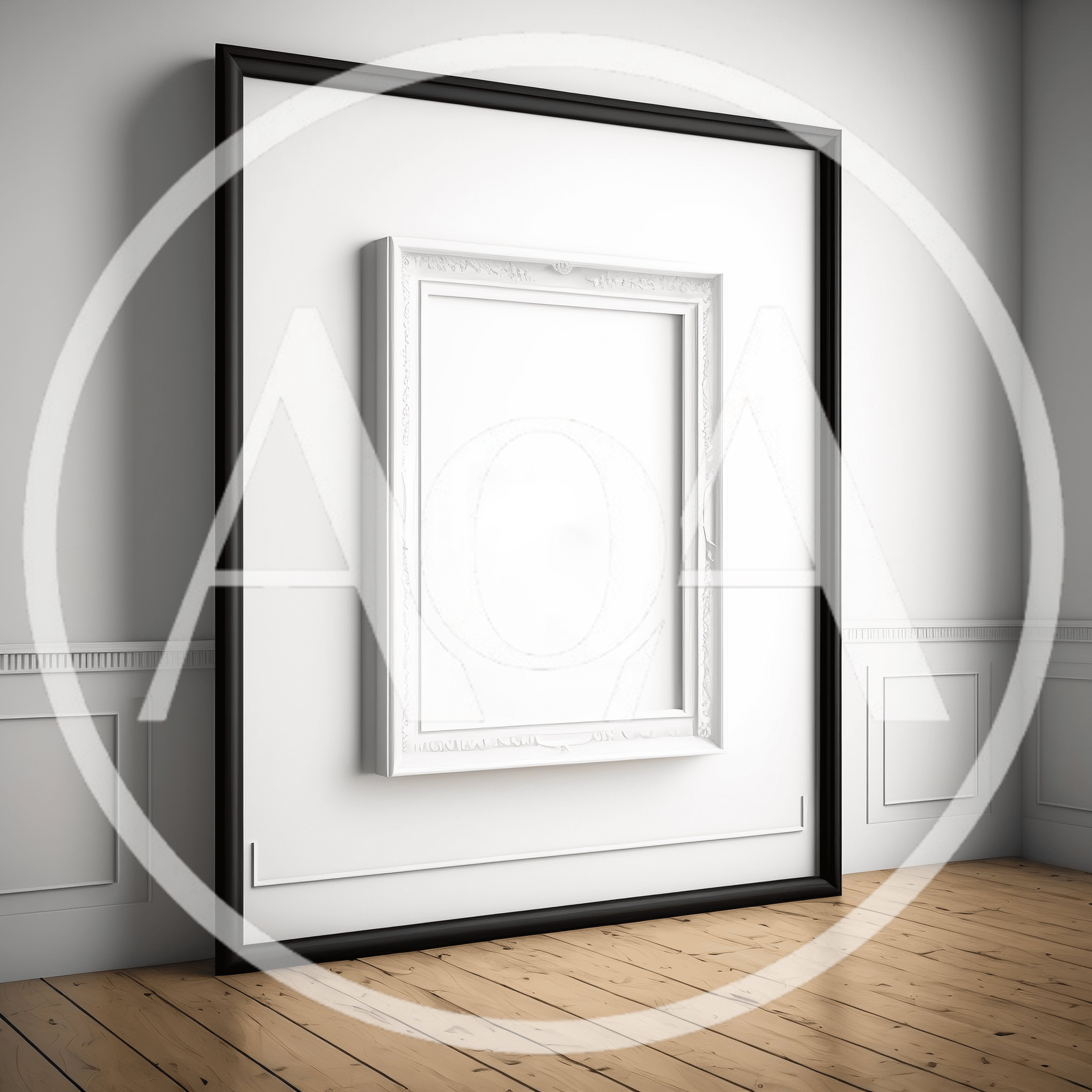 Empty White Picture Frame On A Minimalist Wall