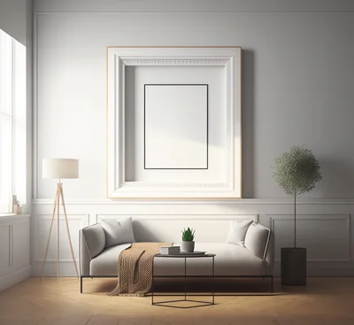 Minimalist Living Room Interior With Blank Picture Frame
