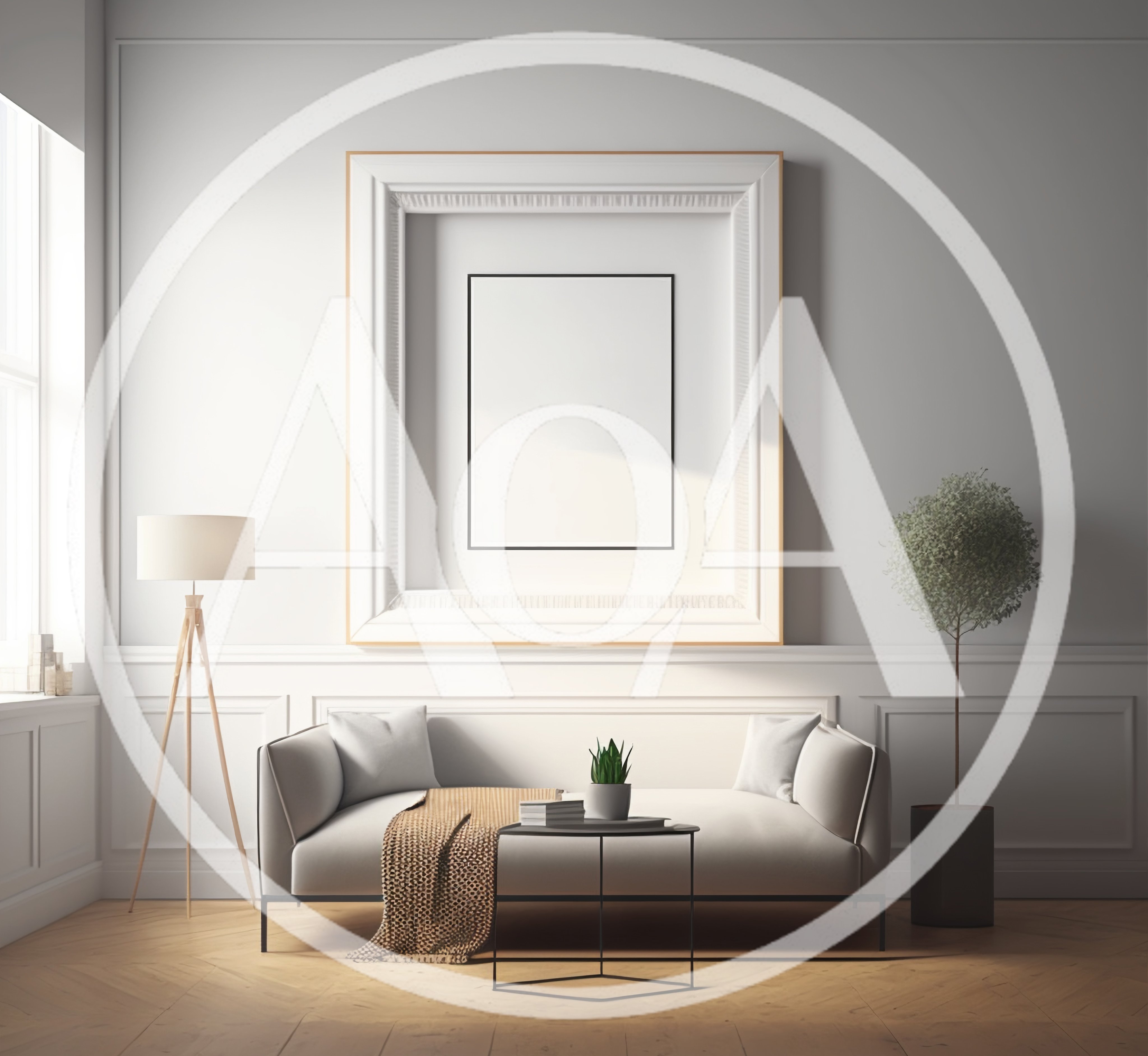Minimalist Living Room Interior With Blank Picture Frame