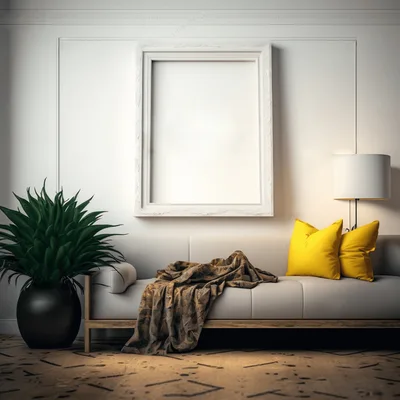 Modern Living Room Interior With Empty Picture Frame
