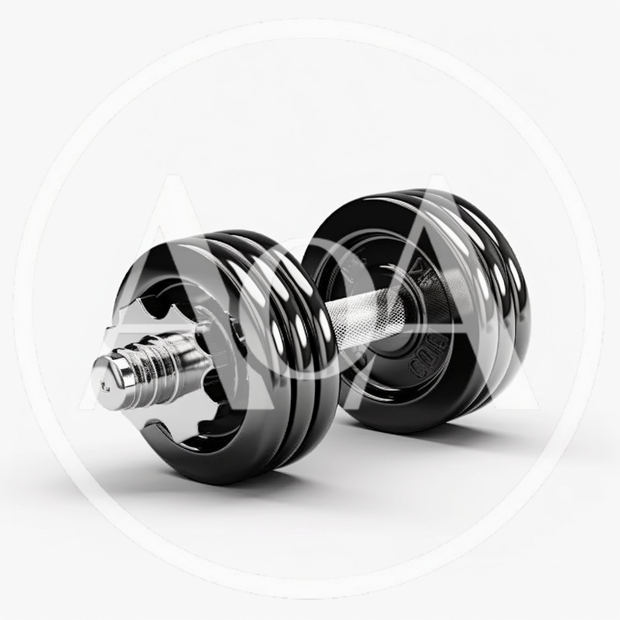 Single Black Metal Dumbbell on White Background