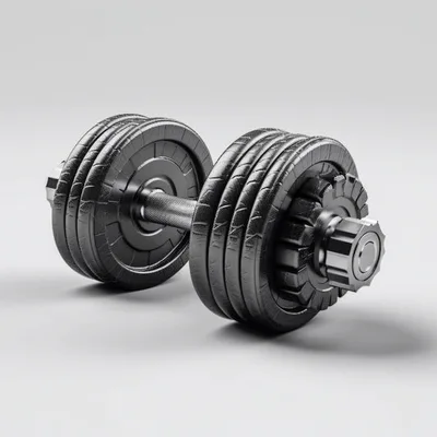 Black Adjustable Dumbbell Isolated On White Background