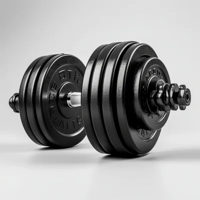 Adjustable Black Metal Dumbbell On White Background