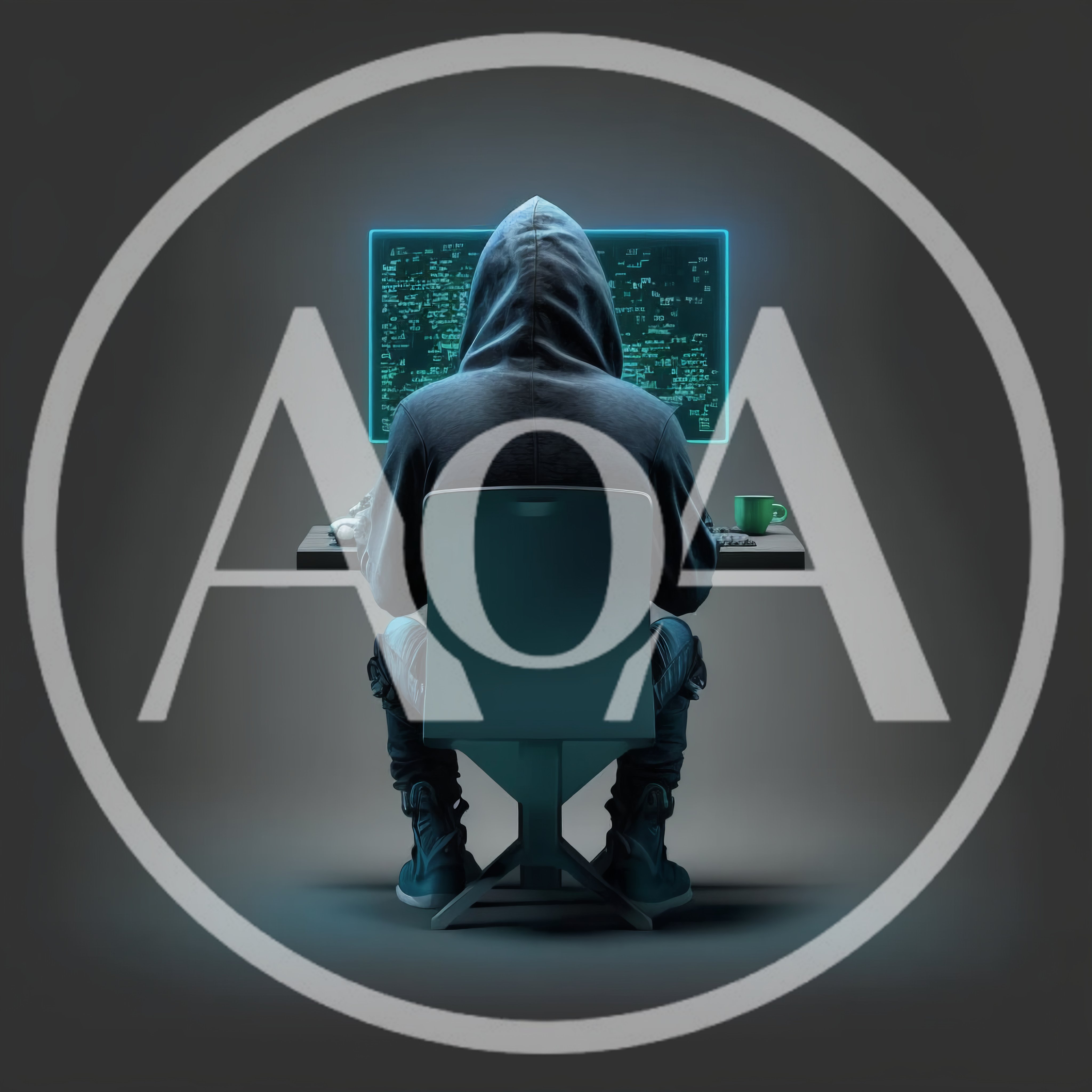 Hacker Working On Computer In Dark Room