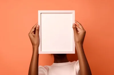 Person Holding Blank White Picture Frame