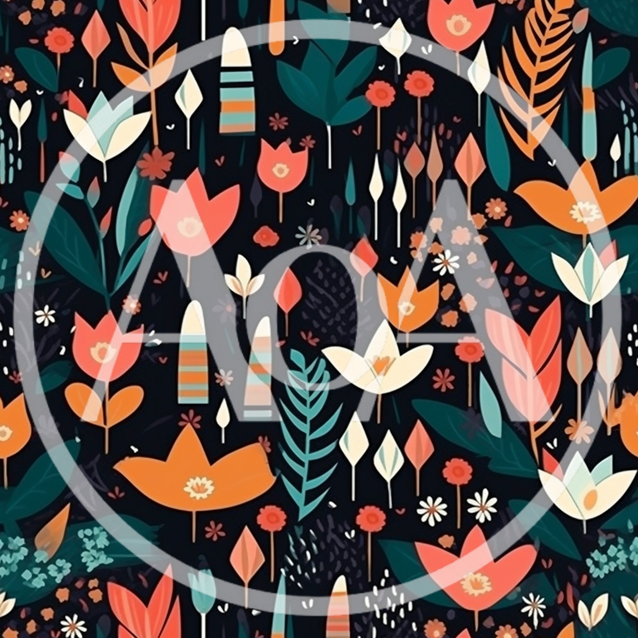 Seamless Floral Pattern With Stylized Botanical Elements