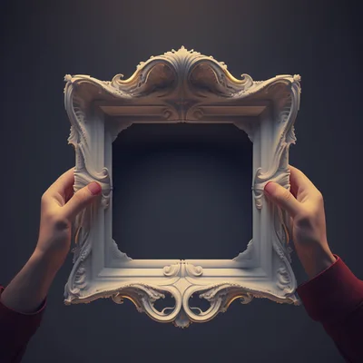 Hands Holding An Ornate Baroque Picture Frame