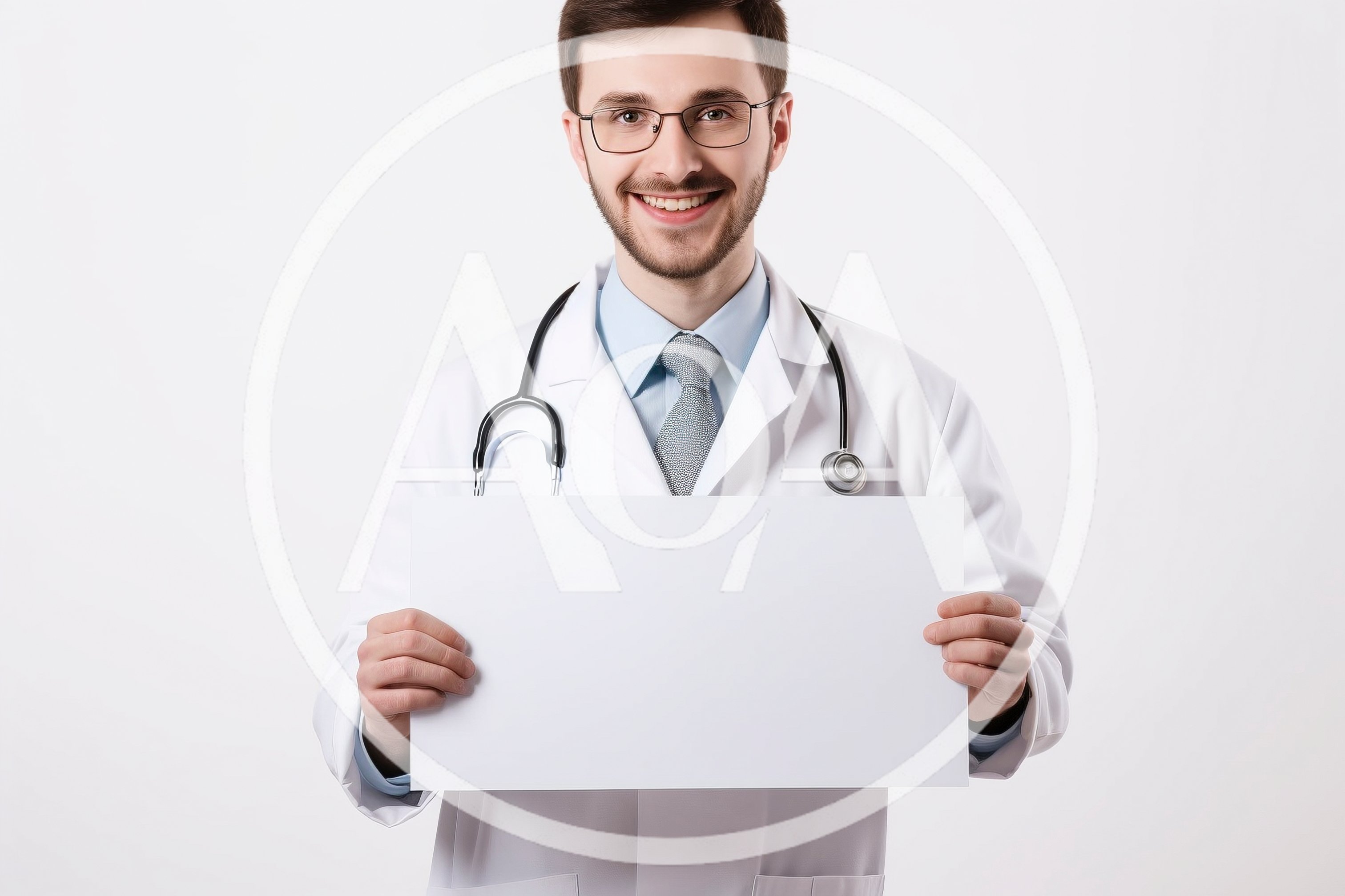 Male Doctor Holding Blank White Sign