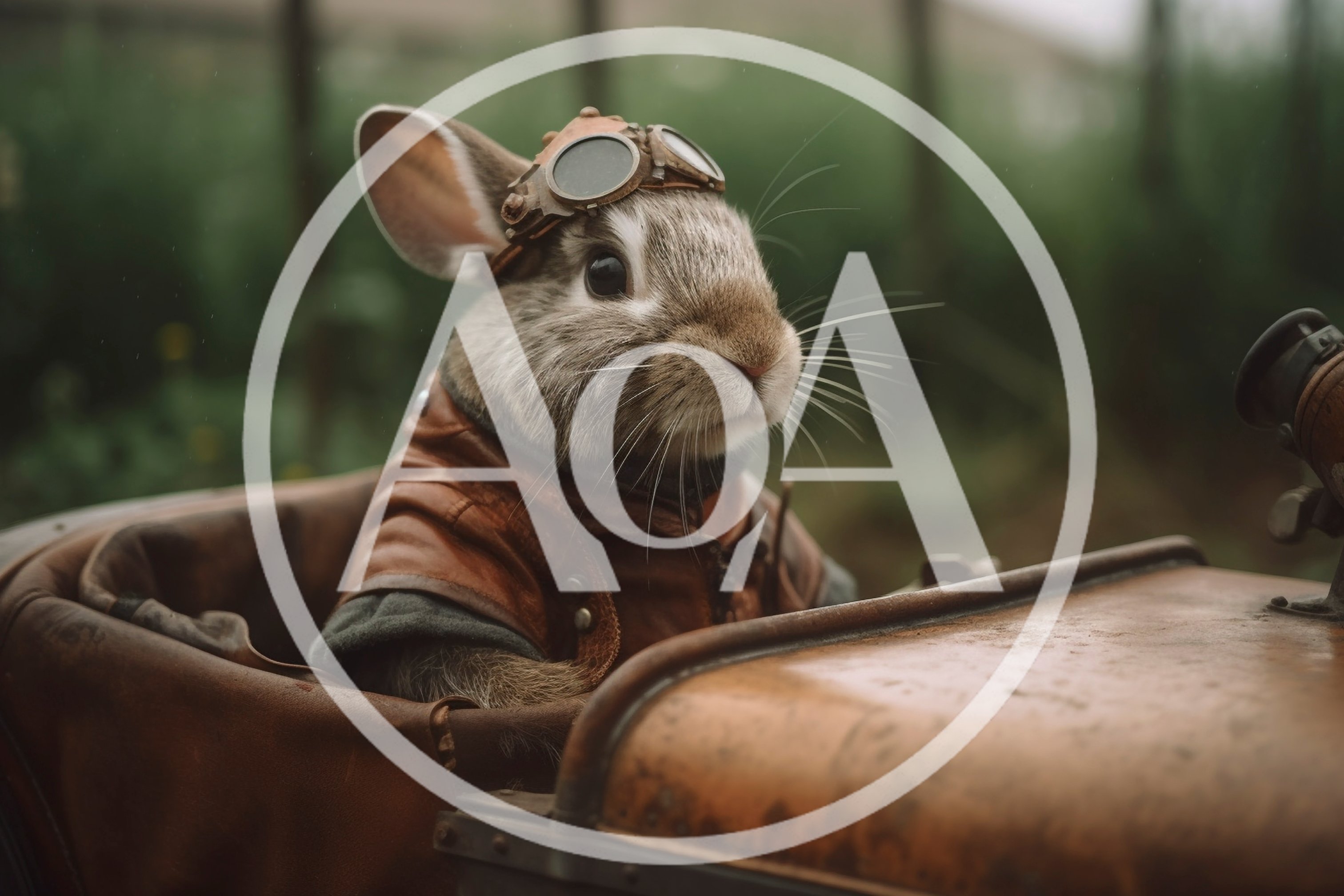Steampunk Rabbit Wearing Aviator Goggles In Vintage Car