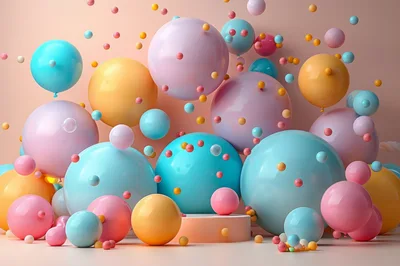 Abstract 3D Render of Colorful Floating Spheres