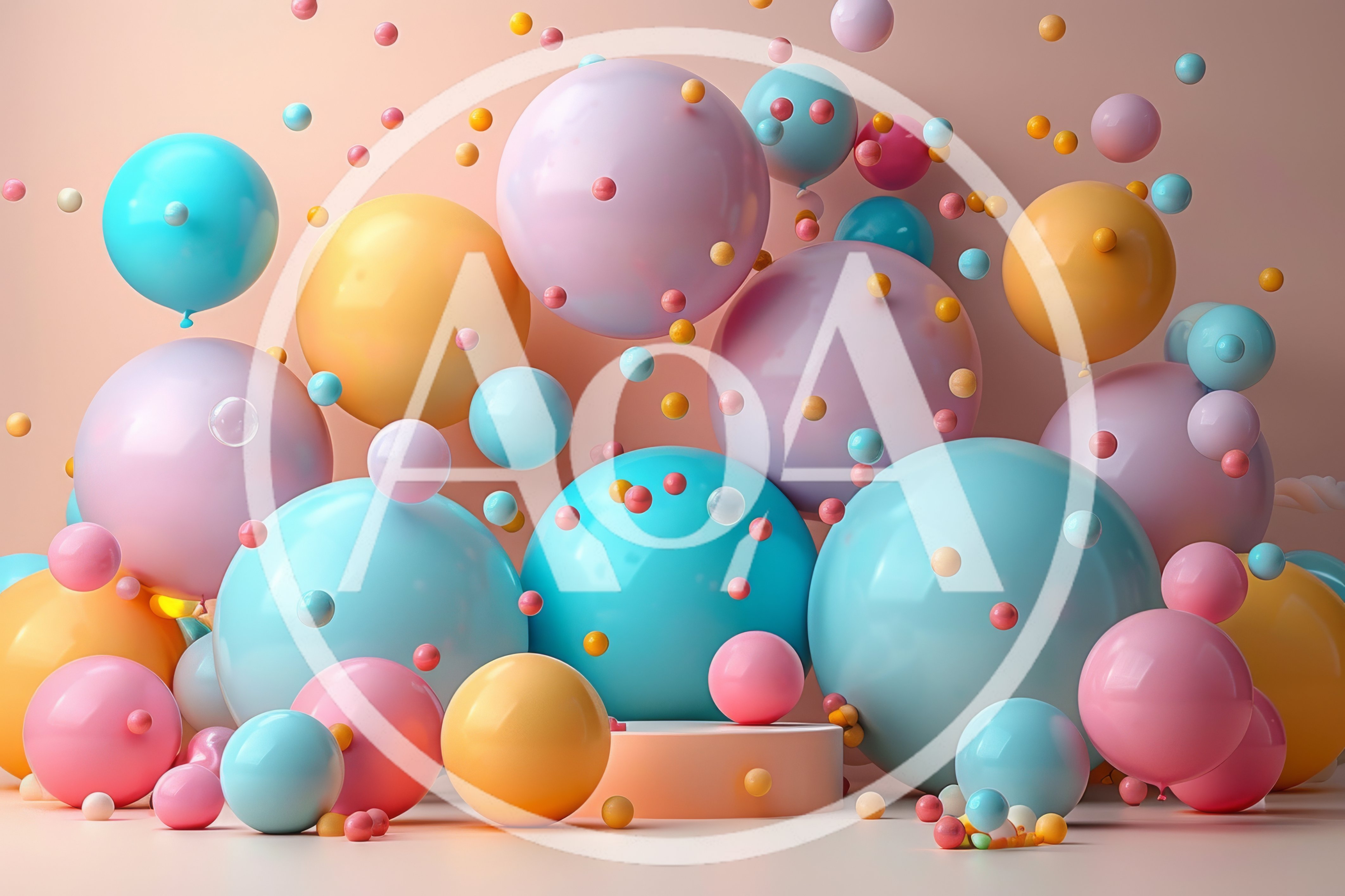 Abstract 3D Render of Colorful Floating Spheres