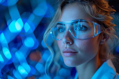 Young Female Scientist Wearing Protective Safety Goggles