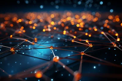 Abstract Digital Network Connection With Glowing Nodes