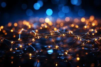 Abstract Digital Network Connection With Glowing Nodes