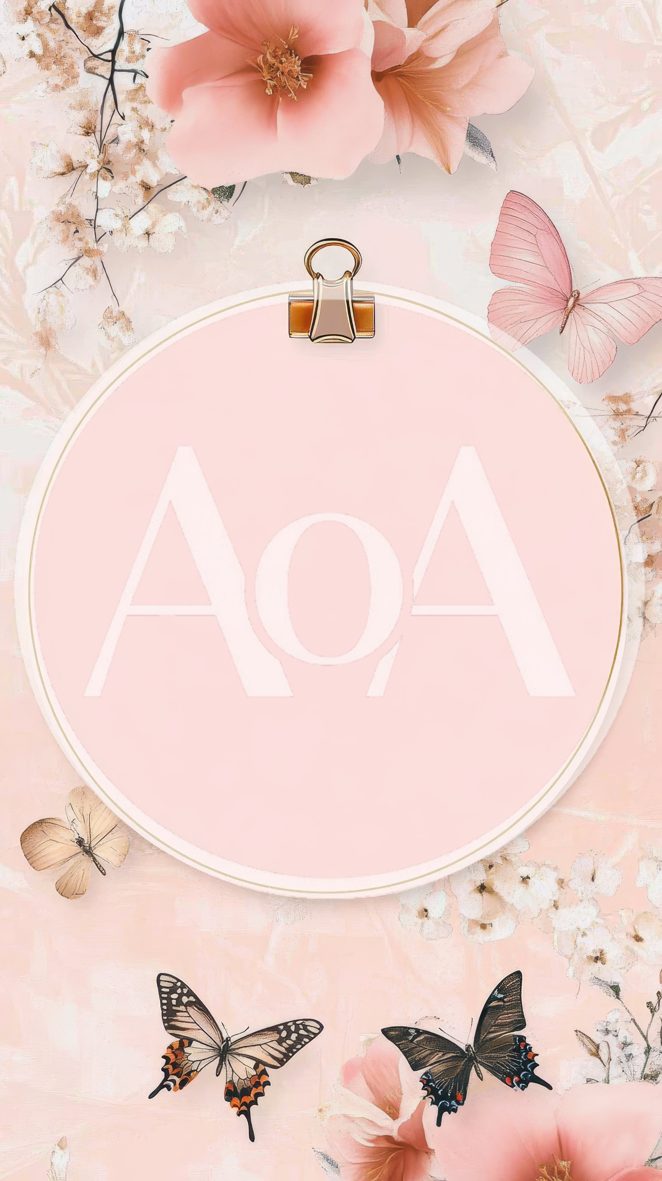 Pink Floral Frame With Butterflies And Binder Clip