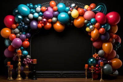 Festive Balloon Arch With Ornate Candle Holders