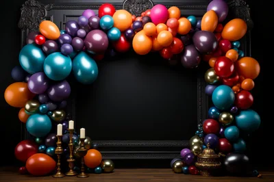 Festive Balloon Arch Frame With Ornate Candle Holders