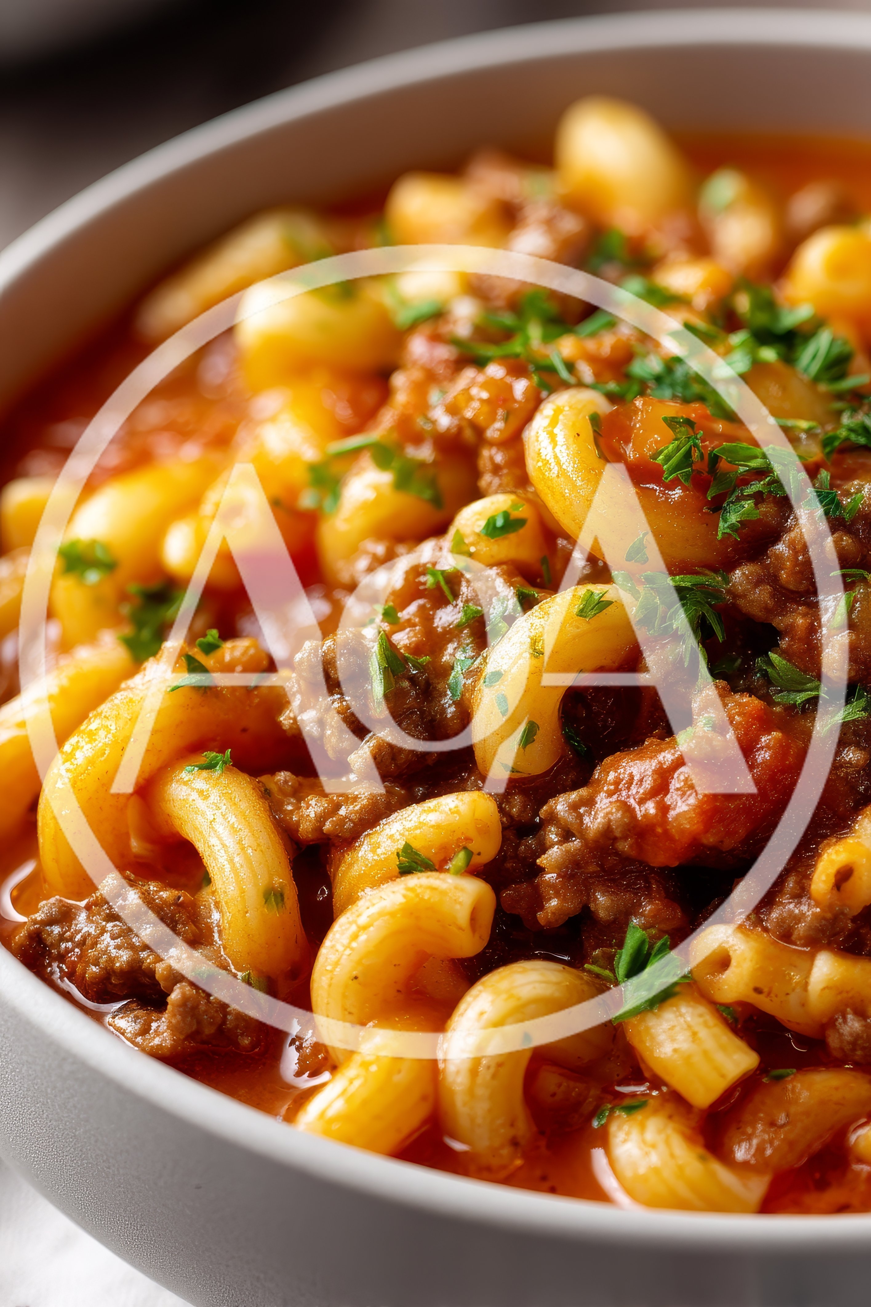 Bowl Of Hearty Beef And Macaroni Pasta