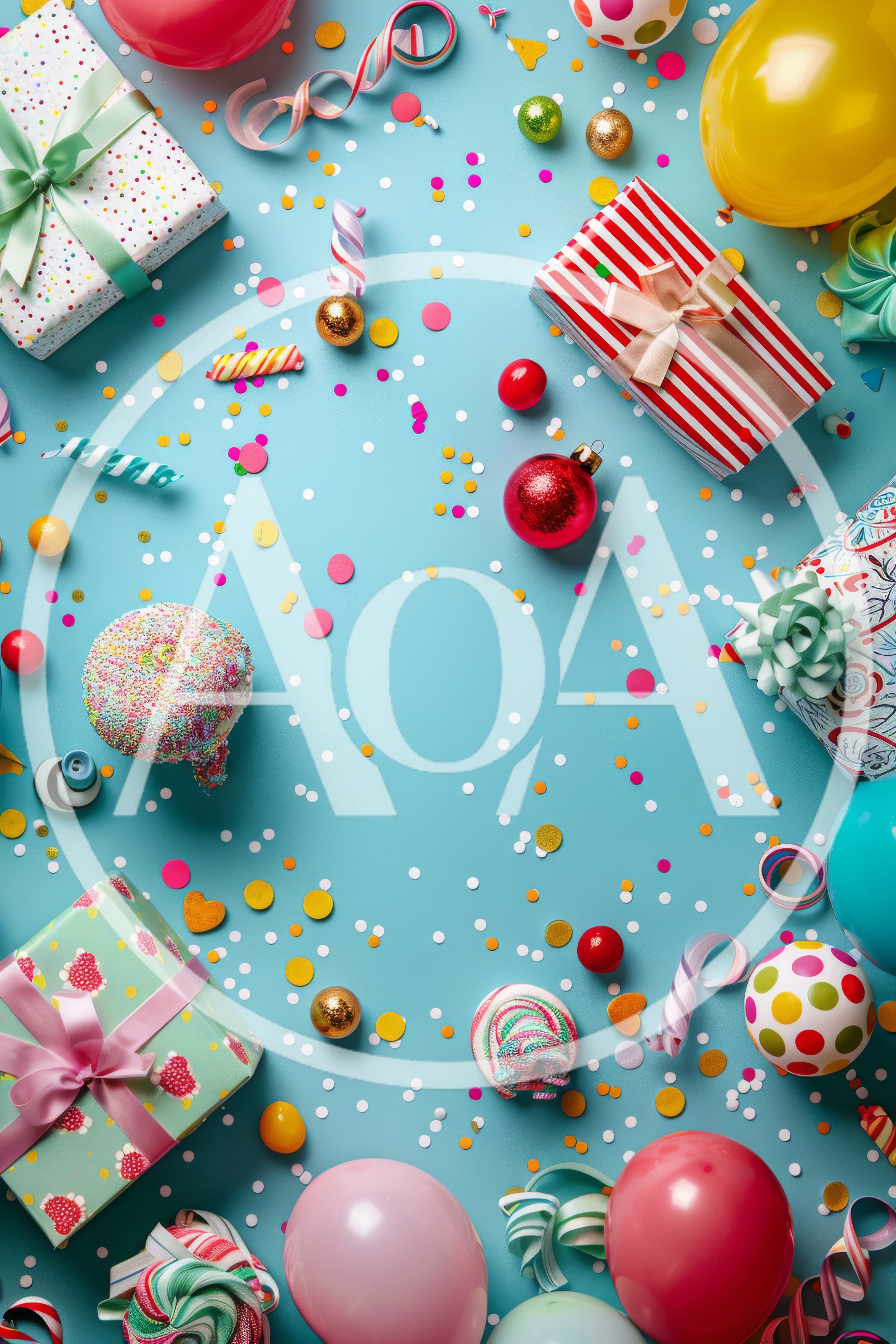 Festive Birthday Celebration Flat Lay With Gifts And Balloons