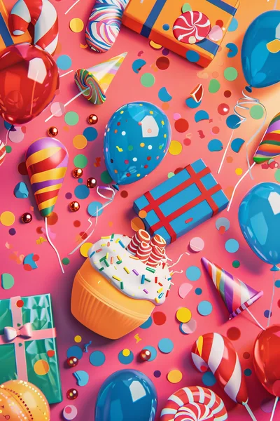 Festive Birthday Celebration Background With Balloons And Gifts