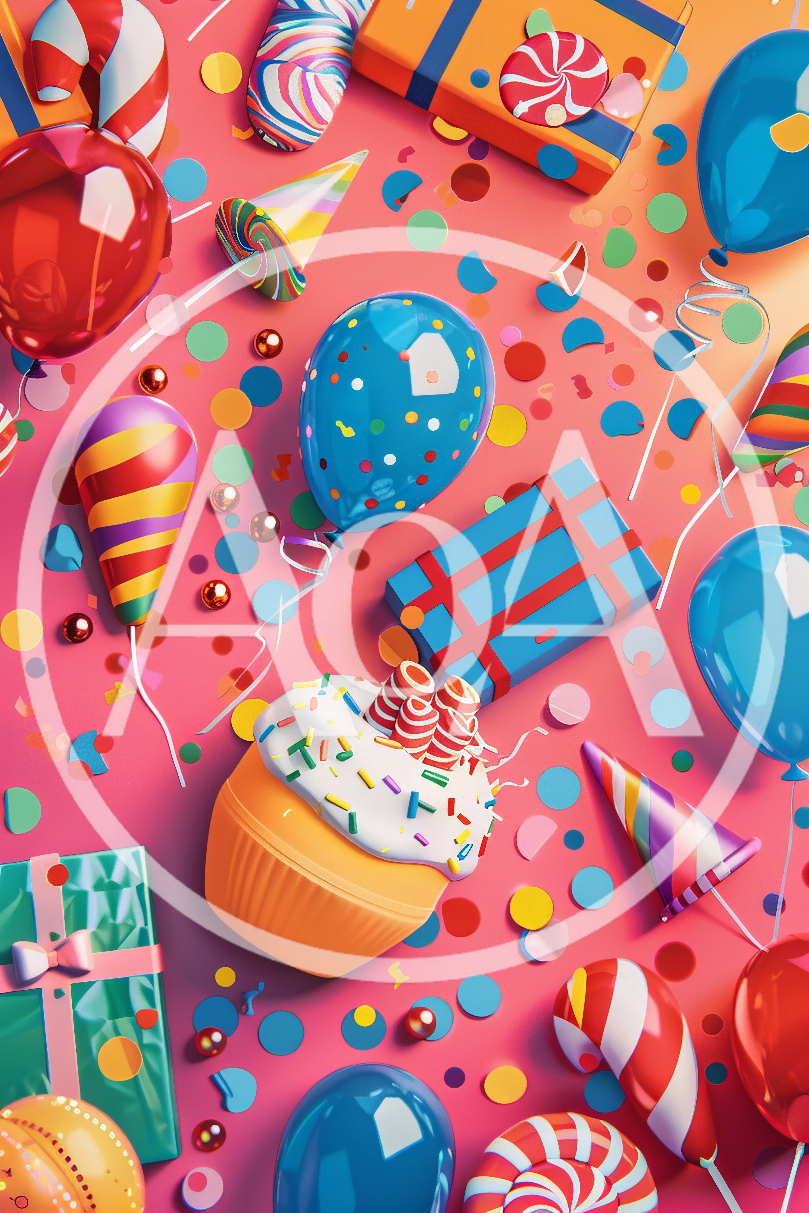 Festive Birthday Celebration Background With Balloons And Gifts