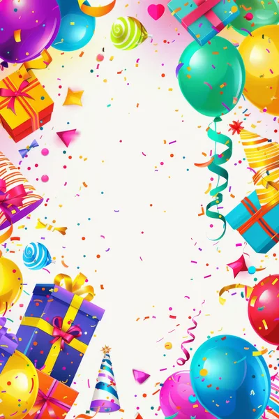 Festive Birthday Celebration Background With Balloons And Gifts