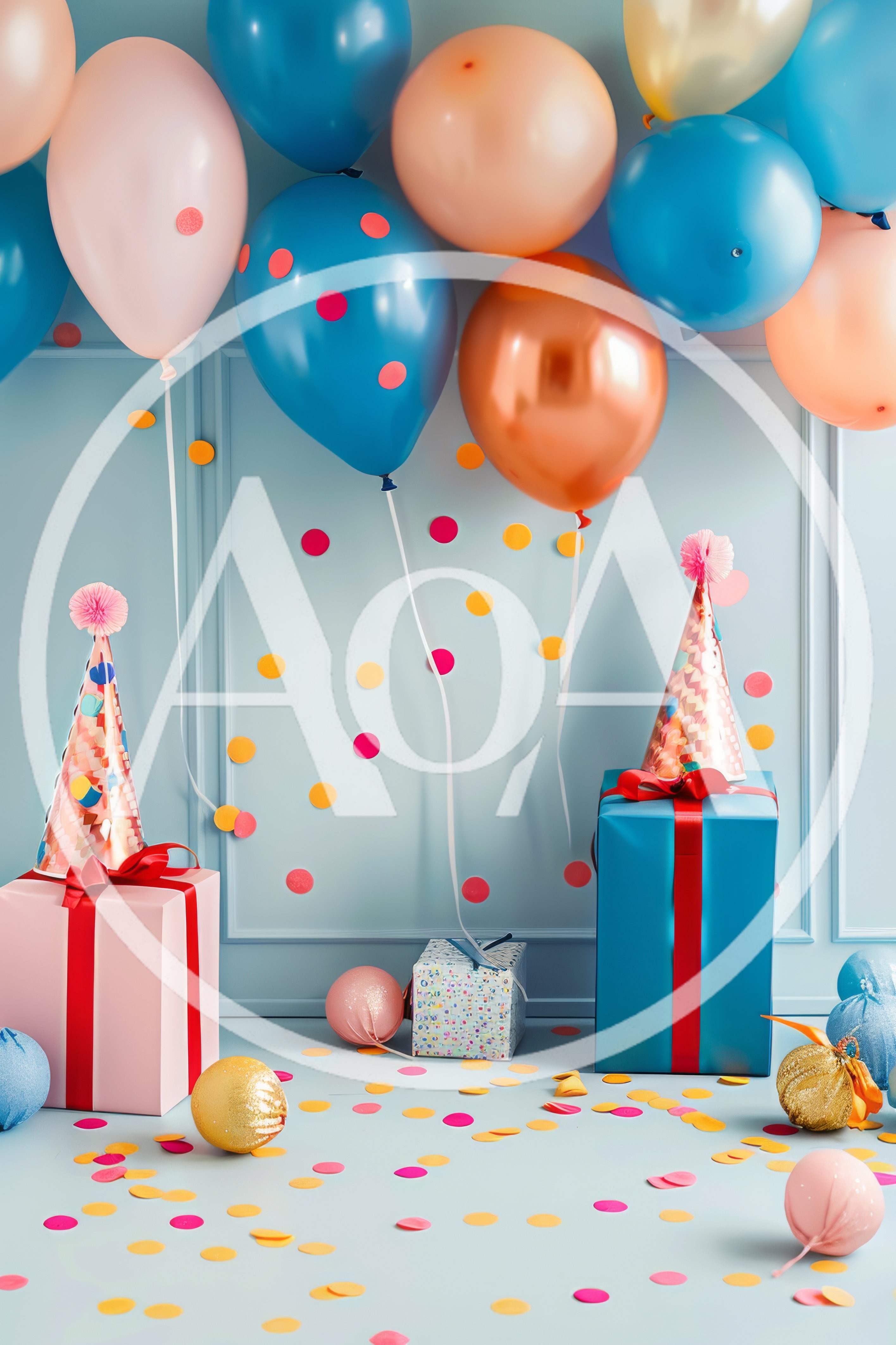 Birthday Celebration Setup With Gifts And Balloons