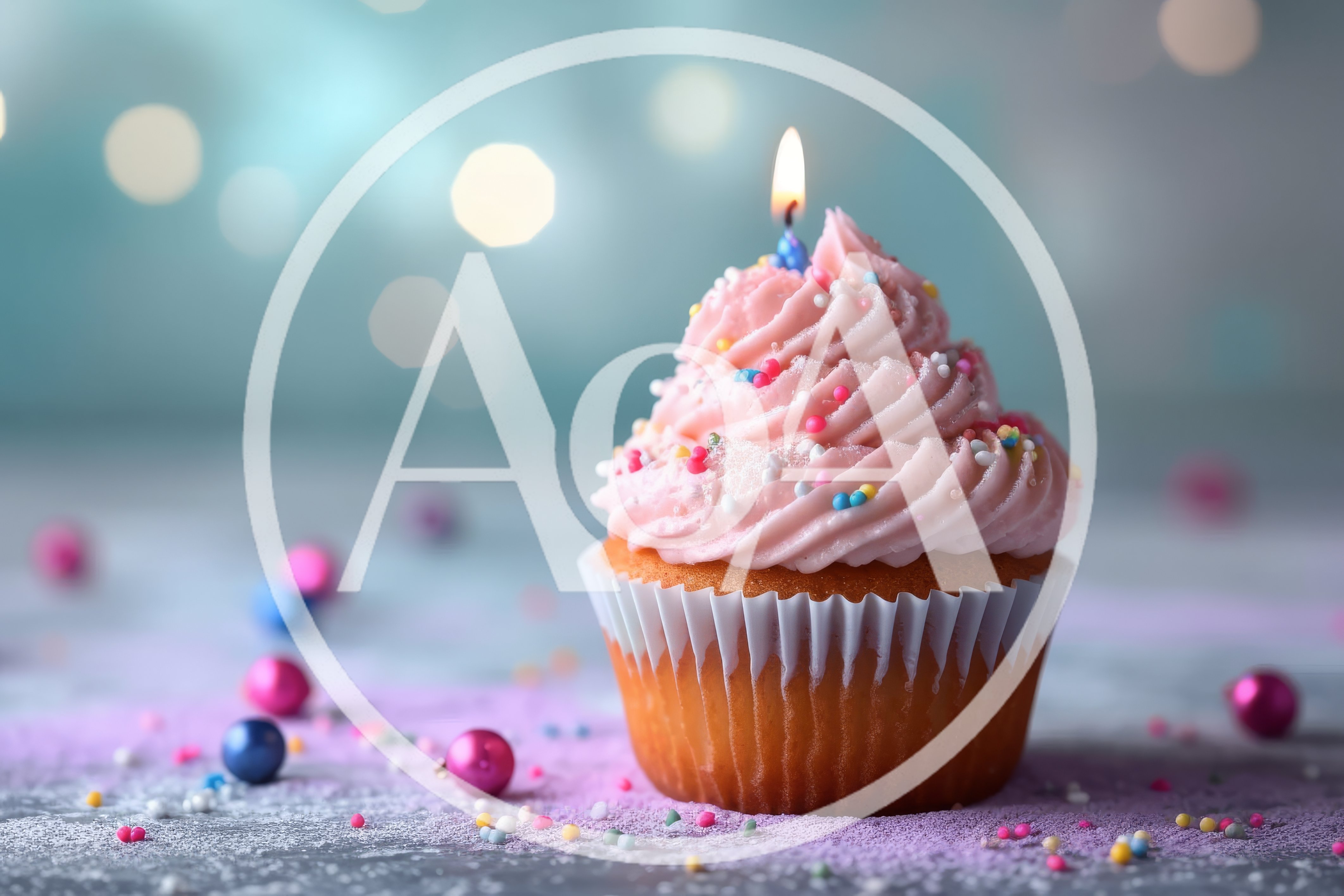 Single Birthday Cupcake With Lit Candle And Sprinkles