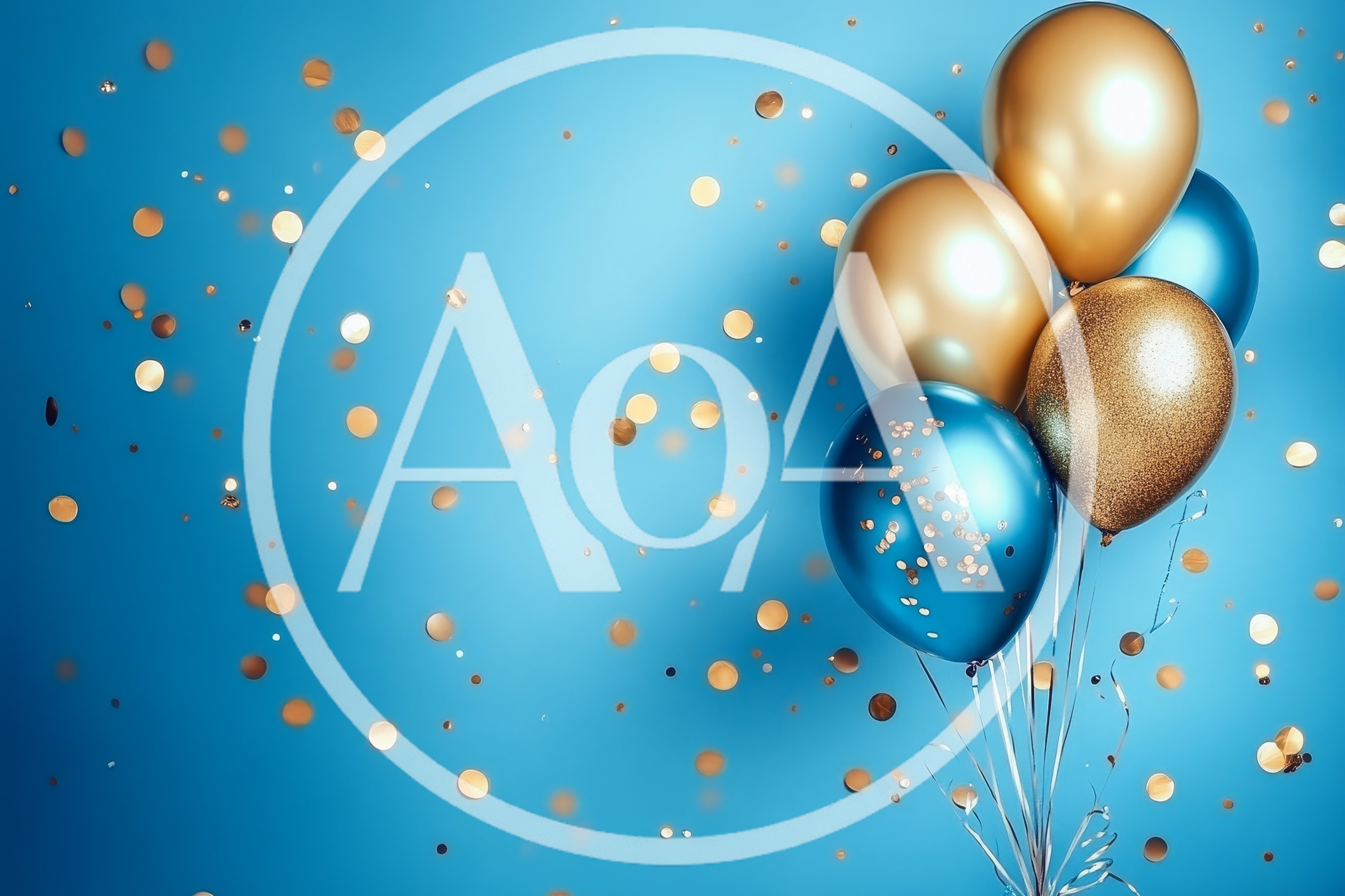 Festive Gold and Blue Balloons With Confetti