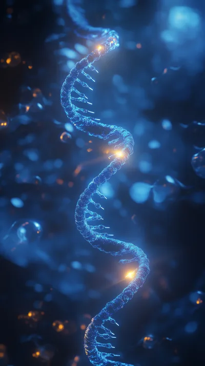 Abstract 3D Rendering Of A Glowing DNA Helix