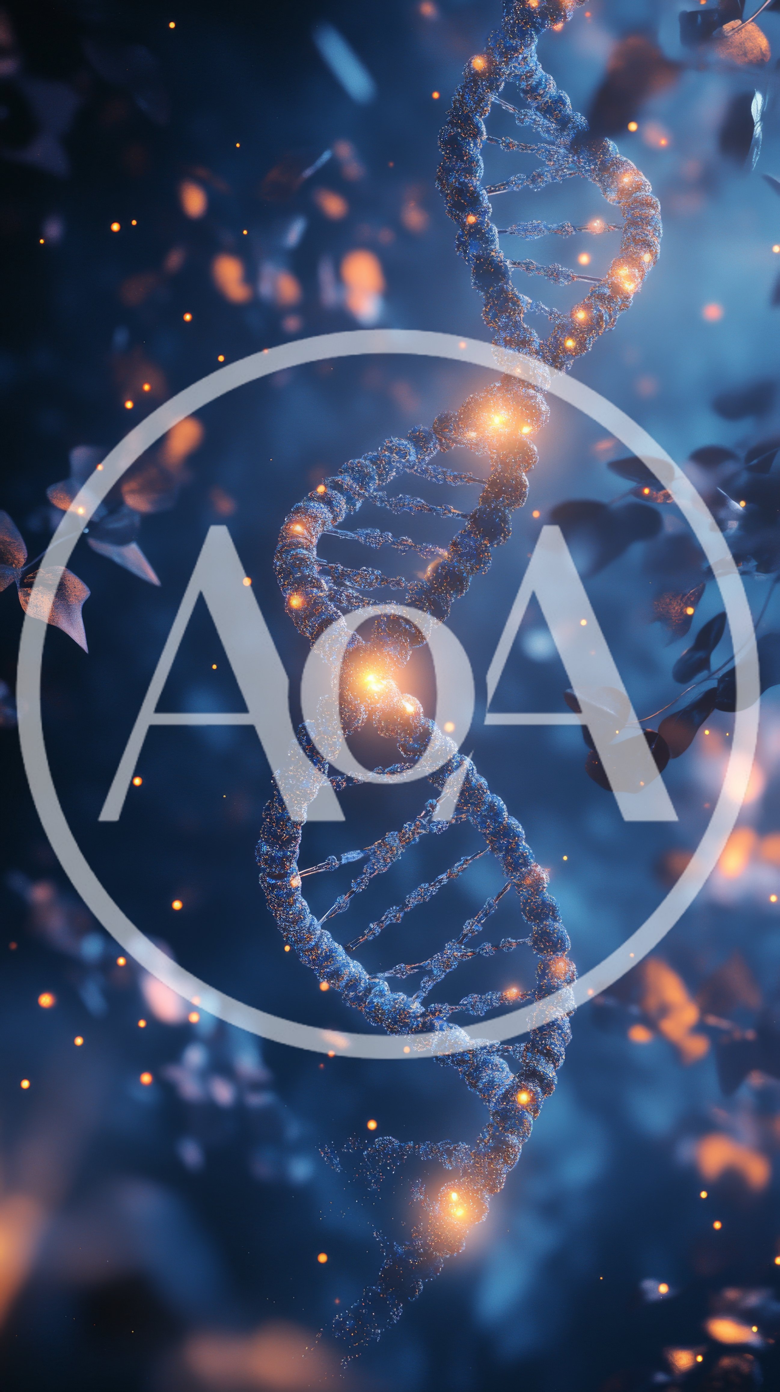 Glowing DNA Double Helix Structure In Abstract Space