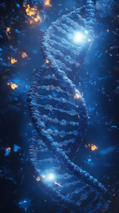 Glowing Blue DNA Double Helix Structure