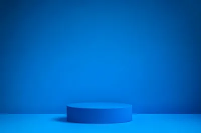 Blue Cylindrical Pedestal Display Stand
