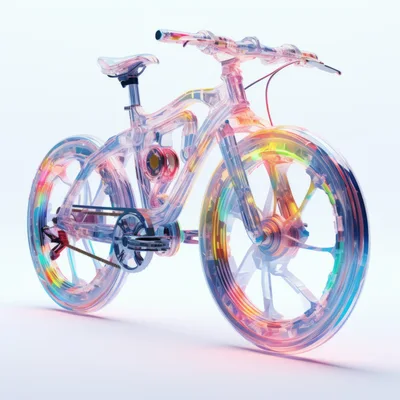 Transparent Iridescent Bicycle With Abstract Colorful Internal Details
