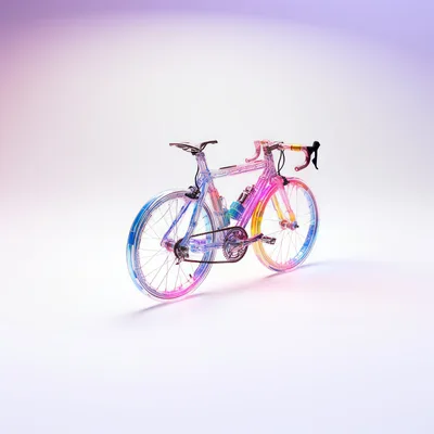 Transparent Holographic Road Bicycle On White Background