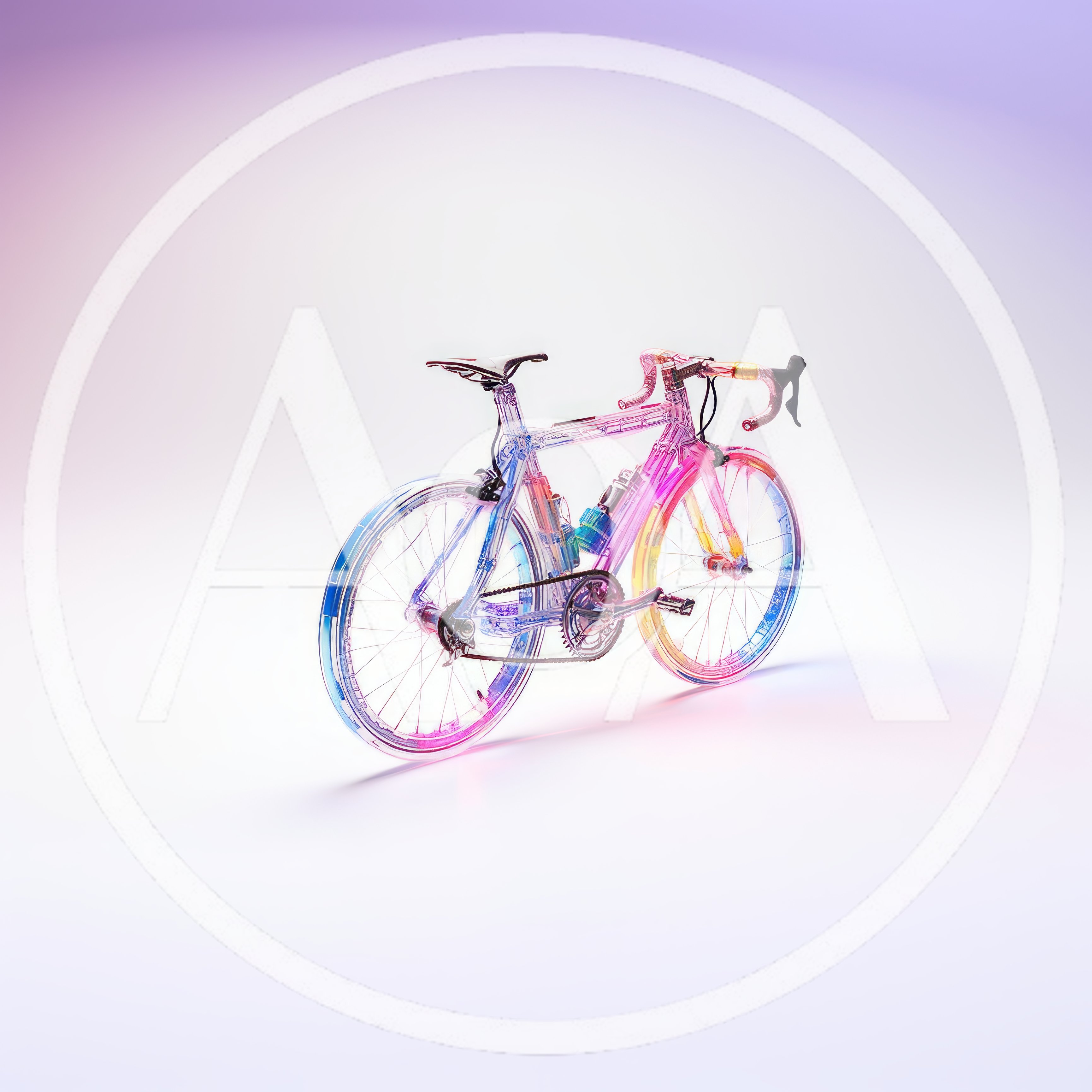 Transparent Holographic Road Bicycle On White Background