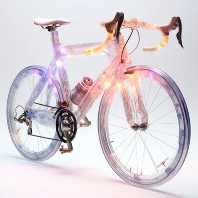 Transparent Futuristic Bicycle With Glowing Internal Components