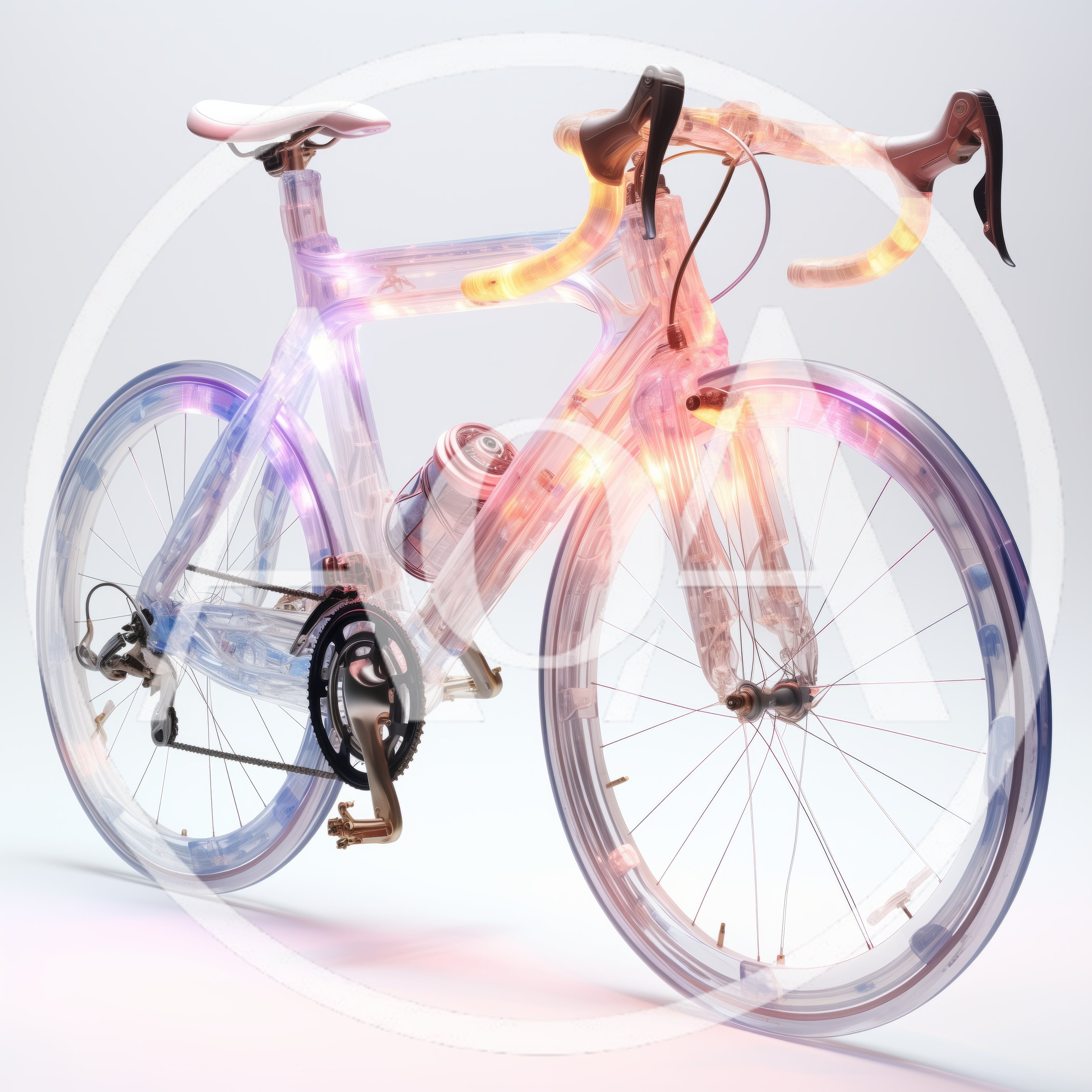 Transparent Futuristic Bicycle With Glowing Internal Components