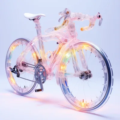 Transparent Futuristic Bicycle With Glowing Internal Lights