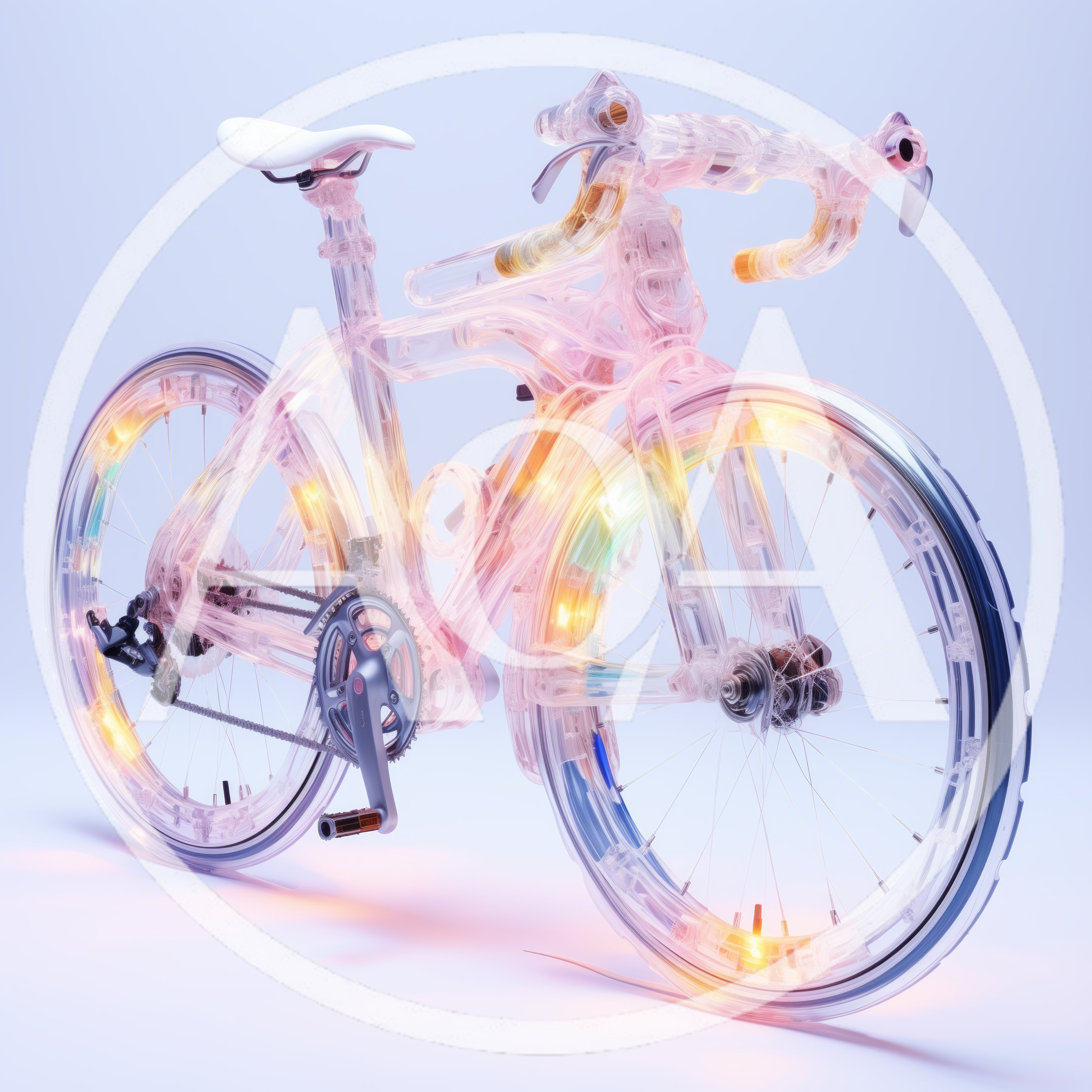 Transparent Futuristic Bicycle With Glowing Internal Lights