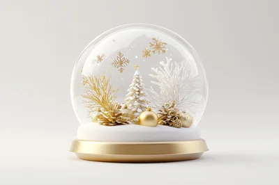 Golden Christmas Snow Globe With Festive Decorations