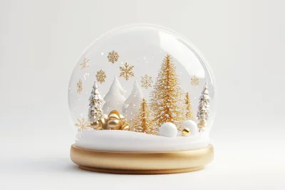 Decorative Christmas Snow Globe With Golden Trees